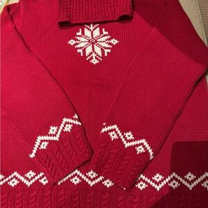 Ralph Lauren red turtleneck snowflake cotton sweater large